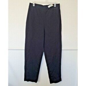 Talbots Petites Womens Sz L Pull On Elastic Waistband Ankle Pants Black Pocket